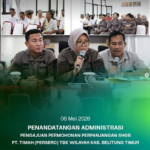 PENANDATANGAN ADMINISTRASI PENGAJUAN PERMOHONAN PERPANJANGAN SHGB PT.TIMAH (PERSERO) TBK WILAYAH KAB. BELITUNG TIMUR.