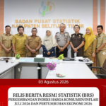 RILIS BERITA RESMI STATISTIK (BRS) PERKEMBANGAN INDEKS HARGA KONSUMEN/INFLASI JULI 2026 DAN PERTUMBUHAN EKONOMI 2026.